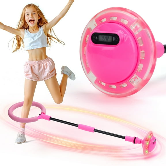 MUNDIDO Skip Ball for Kids, Ankle Skip Ball Toy with Counter, Timer and Cal Calculator, Girl Birthday Gifts for Age 6 7 8 9 10+, Rechargeable Colorful Flash Wheel Skip Ball for Girls Women