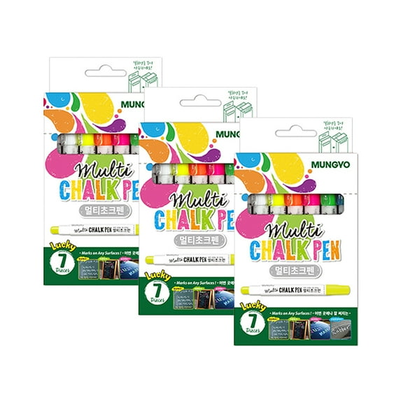 MUNGYO Multi Chalk Pen - Assorted 7 pieces in a cardboard box 3 sets