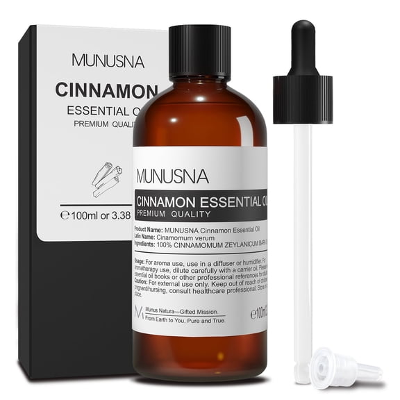 MUNUSNA Cinnamon Essential Oils, 100ML Cinnamon Oils for Diffusers, Humidifiers, DIY Candles, Soap Making, Bath, Scent for Home, Yoga & Spa