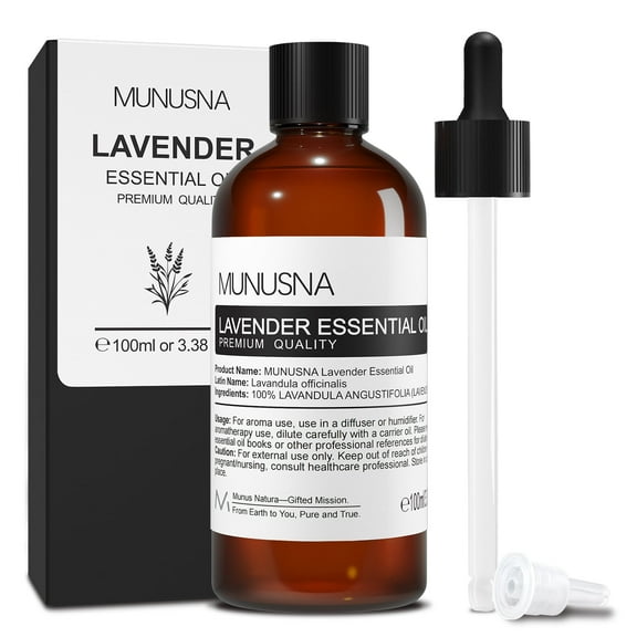MUNUSNA Lavender Essential Oils, 100ML Lavender Oils for Diffusers, Humidifiers, DIY Candles, Soap Making, Bath, Scent for Home, Yoga & Spa
