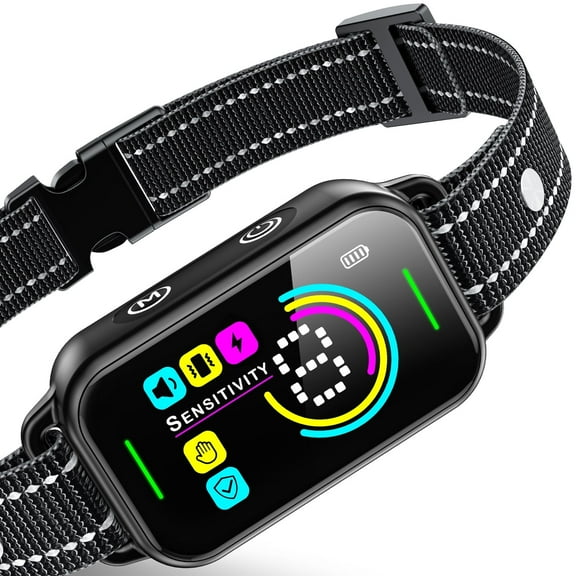 MUOKLGH Rechargeable Dog Bark Collar,Anti Barking Collar for Small Medium Large Dogs,No Harm Dog Trainer, Black