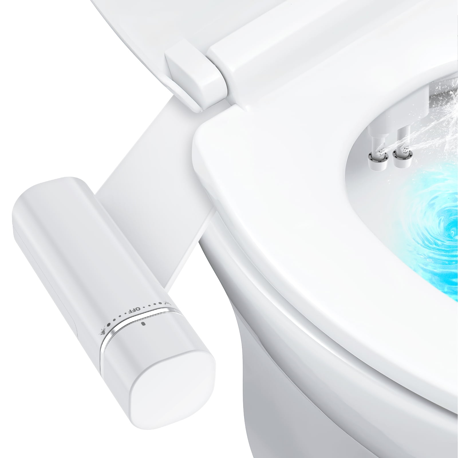 MUOKLGH Ultra-Slim Bidet Attachment for Toilet, Dual Nozzle (Posterior/Feminine Wash) Fresh Water Sprayer, Adjustable Water Pressure Bidets Toilet Seat