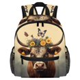 MUOOUM 10x4x12 inches Cow with Flower Crown Kids Backpack for 38 years