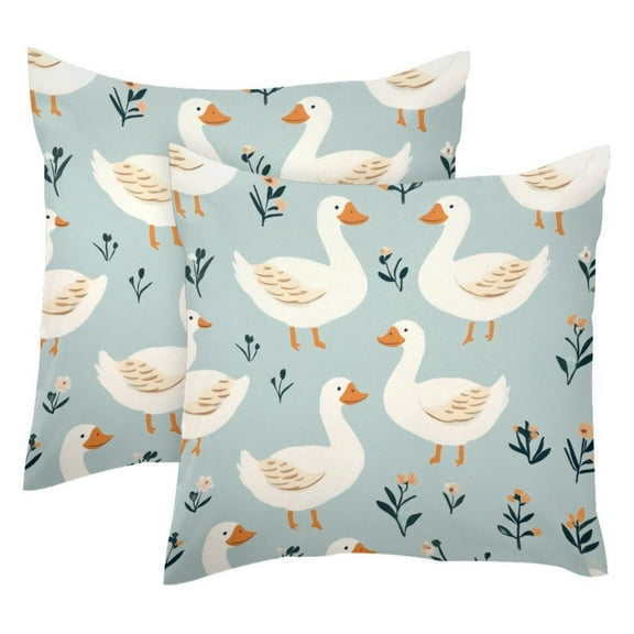 MUOOUM Cute Gooses Patterns Set of 2 Throw Pillow Covers Cases - 16" x 16" Square Decorative Cushion Covers for Sofa Couch Bed Home Decoration