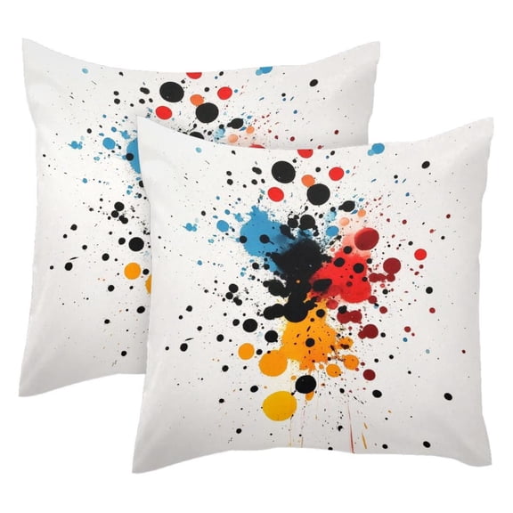 MUOOUM Ink Splatter Colors Pattern Set of 2 Throw Pillow Covers Cases - 16" x 16" Square Decorative Cushion Covers for Sofa Couch Bed Home Decoration