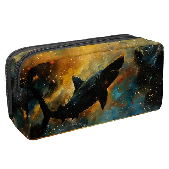 MUOOUM Pencil Case, Art Shark in the Galaxy Large Capacity Pencil Pouch Stationery Pen Bag