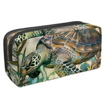 MUOOUM Pencil Case, Art Vintage Sea Turtle Large Capacity Pencil Pouch Stationery Pen Bag