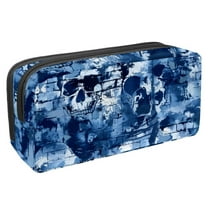 MUOOUM Pencil Case, Blue Wall Skull Pattern Large Capacity Pencil Pouch Stationery Pen Bag