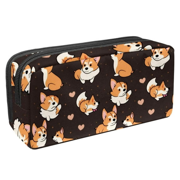 MUOOUM Pencil Case, Cartoon Dog Corgis Cute Pattern Large Capacity Pencil Pouch Stationery Pen Bag