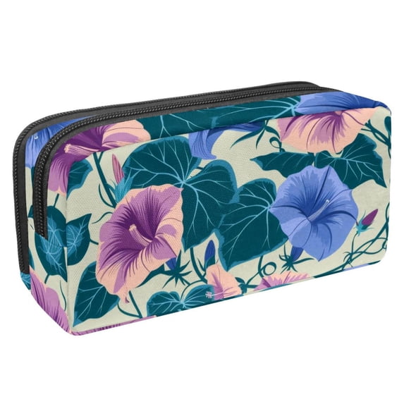 MUOOUM Pencil Case, Color Morning Glory Blossoms Pattern Large Capacity Pencil Pouch Stationery Pen Bag