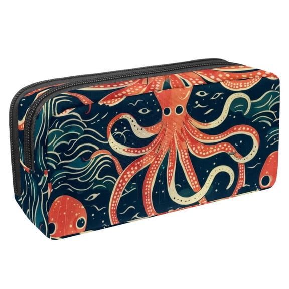 MUOOUM Pencil Case, Cute Octopus Wave Pattern Large Capacity Pencil Pouch Stationery Pen Bag