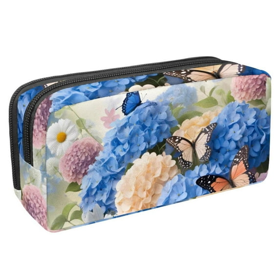 MUOOUM Pencil Case, Daisies Floral and Hydrangeas Butterflies Large Capacity Pencil Pouch Stationery Pen Bag