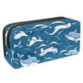 thumbnail image 1 of MUOOUM Pencil Case, Dolphin Blue Wave Pattern Large Capacity Pencil Pouch Stationery Pen Bag, 1 of 7