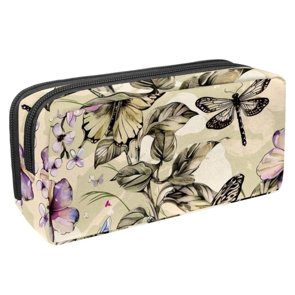 MUOOUM Pencil Case, Flower Butterfly Pattern Large Capacity Pencil Pouch Stationery Pen Bag