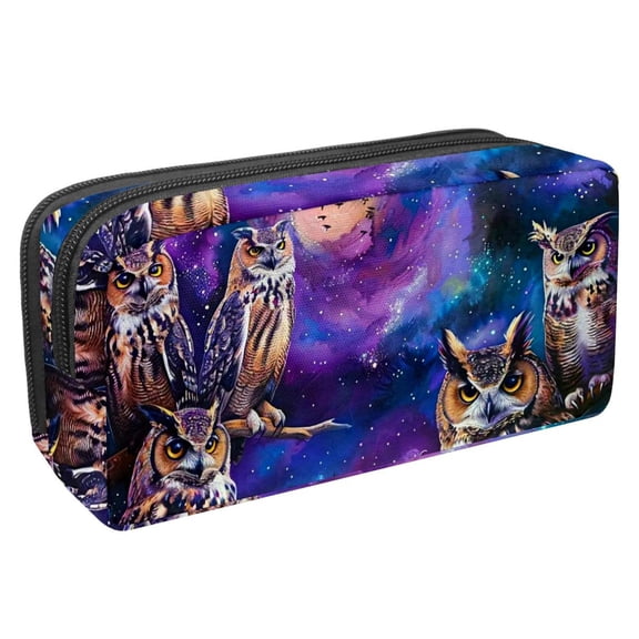 MUOOUM Pencil Case, Galaxy Animal Owls Large Capacity Pencil Pouch Stationery Pen Bag