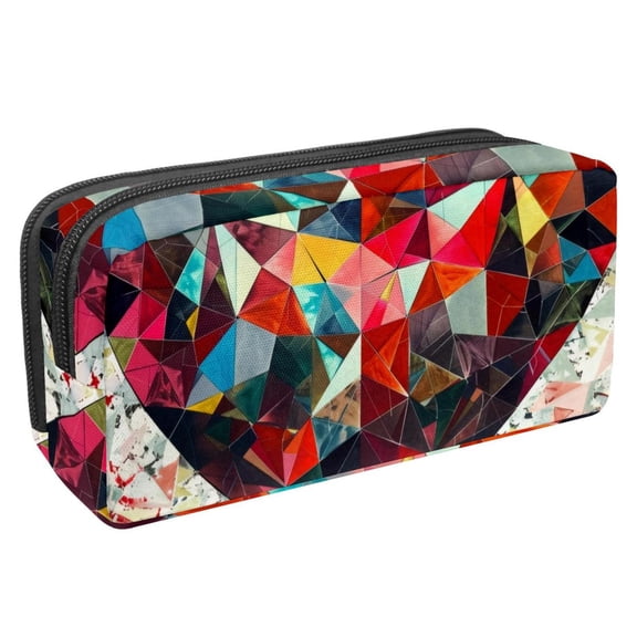 MUOOUM Pencil Case, Geometric Love Heart Large Capacity Pencil Pouch Stationery Pen Bag