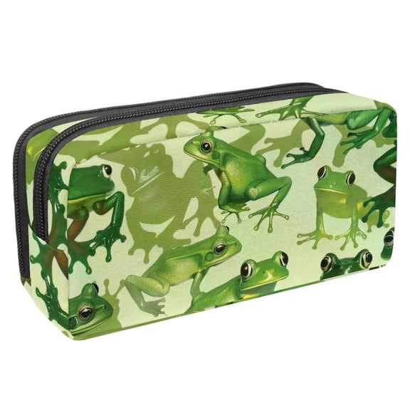 MUOOUM Pencil Case, Green Froggy Pattern Large Capacity Pencil Pouch Stationery Pen Bag