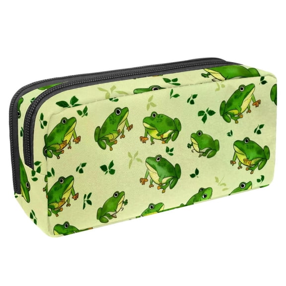 MUOOUM Pencil Case, Green Frogs Pattern Large Capacity Pencil Pouch Stationery Pen Bag