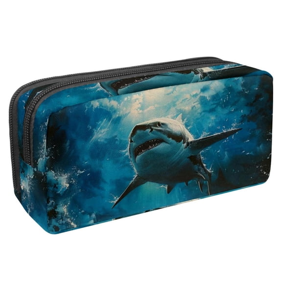 MUOOUM Pencil Case, Ocean Shark on Sky Large Capacity Pencil Pouch Stationery Pen Bag