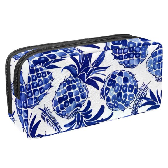 MUOOUM Pencil Case, Pineapple Blue Pattern Large Capacity Pencil Pouch Stationery Pen Bag