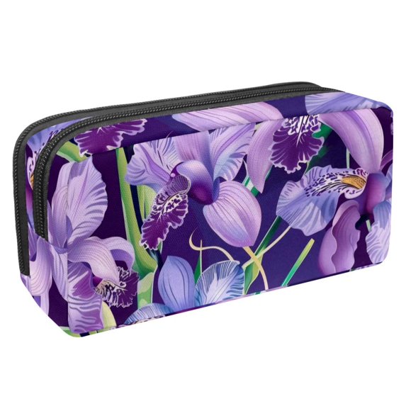 MUOOUM Pencil Case, Purple Orchid Flower Pattern Large Capacity Pencil Pouch Stationery Pen Bag