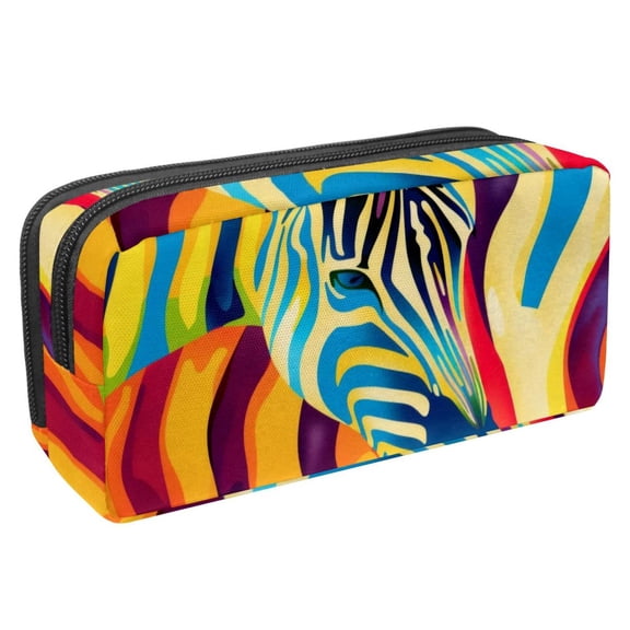 MUOOUM Pencil Case, Rainbow Animal Zebra Print Large Capacity Pencil Pouch Stationery Pen Bag