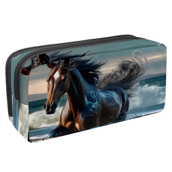 MUOOUM Pencil Case, Sea Running Horse Large Capacity Pencil Pouch Stationery Pen Bag