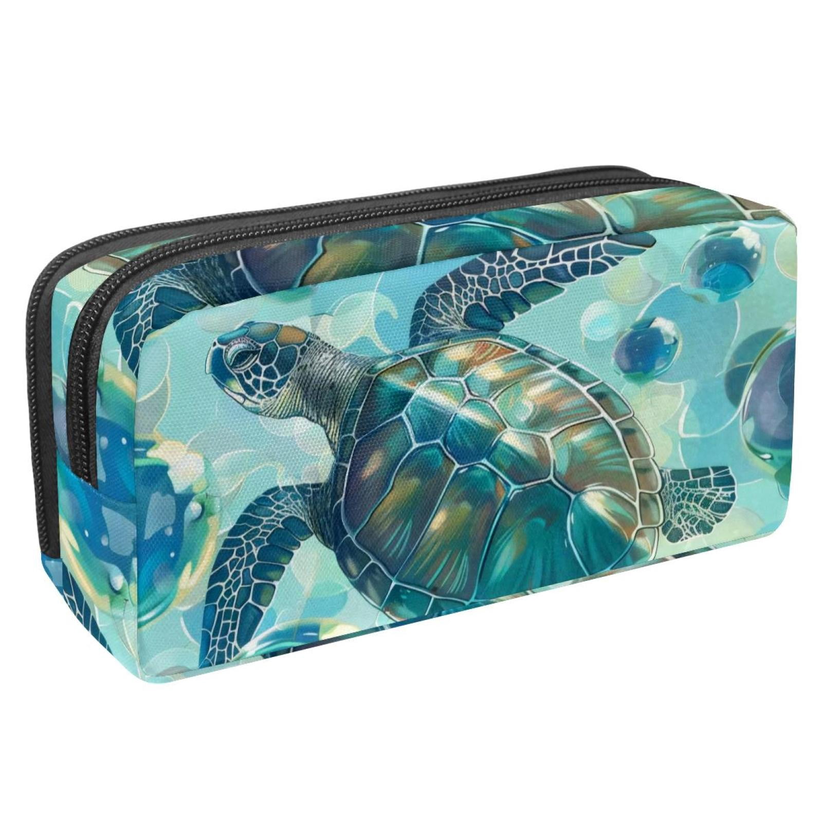 Turtles Shell Cover MUOOUM Pencil Case, Sea Turtle Bubble Pattern Large Capacity Pencil ...