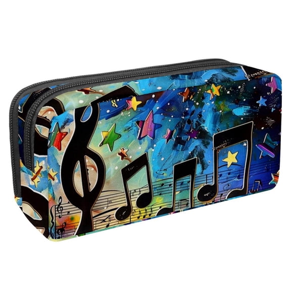 MUOOUM Pencil Case, Stars Music Note Large Capacity Pencil Pouch Stationery Pen Bag