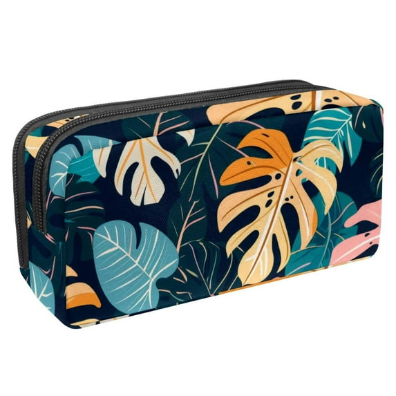 MUOOUM Pencil Case, Tropical with Monstera Leaves Pattern Large Capacity Pencil Pouch Stationery Pen Bag