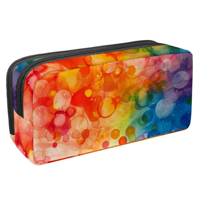 MUOOUM Pencil Case, Watercolor Colorful Bubbles Large Capacity Pencil Pouch Stationery Pen Bag