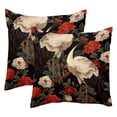 thumbnail image 1 of MUOOUM White Crane Red Flower Pattern Set of 2 Throw Pillow Covers Cases - 16" x 16" Square Decorative Cushion Covers for Sofa Couch Bed Home Decoration, 1 of 7