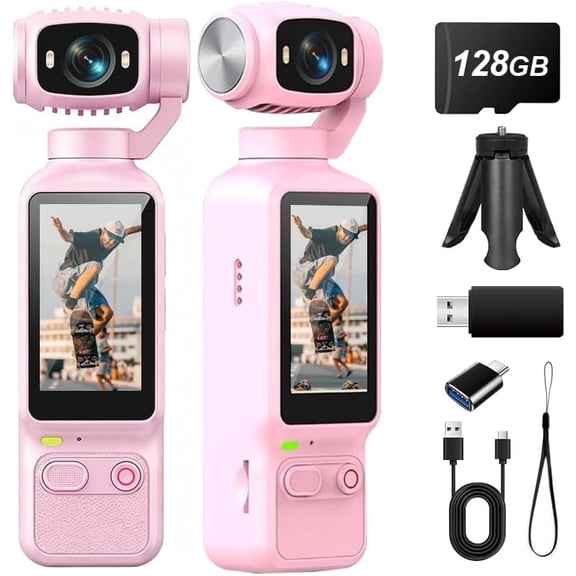 MUOXUEQN Portable Handheld Action Camera 4K HD Video Recording Pocket Gimbal Camera for Travel Cycling Vlogging