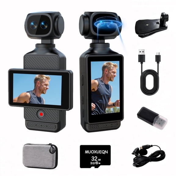 MUOXUEQN5K Portable HD Gimbal Camera Handheld Anti-Shake Pocket Vlog Camera for Outdoor