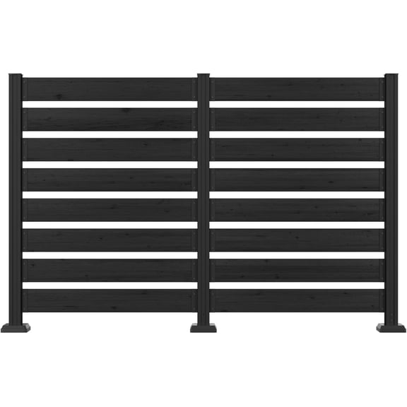 MUPATER 49'' H×78'' W Outdoor Fence Privacy Screen, No Dig Wood Privacy Screen for Hard Ground and Soil, Privacy Fence Panel, Air Conditioner Fence with Aluminum Post, 2 Way to Use, Black (2 Panels)