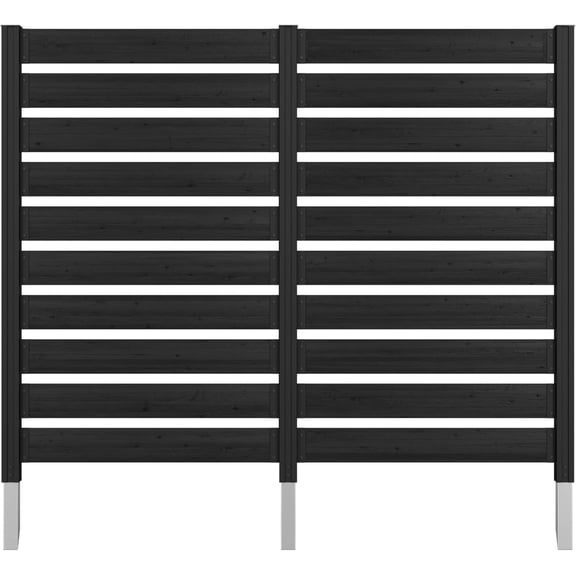 MUPATER 60” H×78” W Outdoor Privacy Screen, Wood Privacy Fence Panel for Hard Ground and Soil, 2 Way to Use, Air Conditioner Fence Kit, Trash Can Enclosure with Aluminum Stakes, Black (2 Panels)