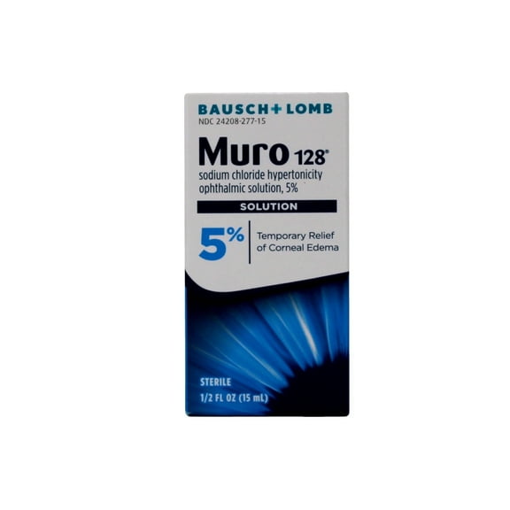 Muro 128 5% Sodium Chloride Hypertonicity Ophthalmic Solution, from Bausch + Lomb, 0.5 Fl Oz (15 mL)