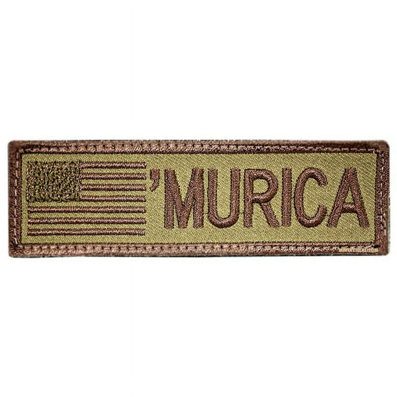 MURICA W FLAG PATCH HOOK LOOP COYOTE