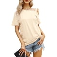 thumbnail image 1 of MURMUREY Women's One Off Shoulder Tops Short Sleeve Casual Blouses Summer Solid Color Tie Knot Shirt Top, 1 of 6