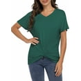 thumbnail image 1 of MURMUREY Women's V Neck Tops Summer Short Ruffled Sleeve Drawstring Casual T-Shirts Blouses, 1 of 6