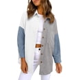 thumbnail image 1 of Yesfashion Womens Corduroy Button Down Shacket Long Sleeve Corduroy Light Shirt Jacket Tops, 1 of 5