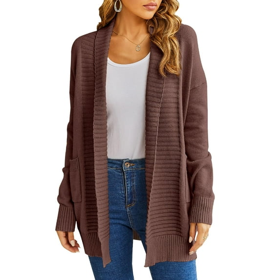 Yesfashion Womens Long Sleeve Open Front Oversized Cardigans Casual Chunky Knit Sweater Outwear Coats