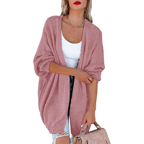 Yesfashion Womens Open Front Cardigans Long Sleeve Lightweight Loose Knit Casual Sweater Outwear