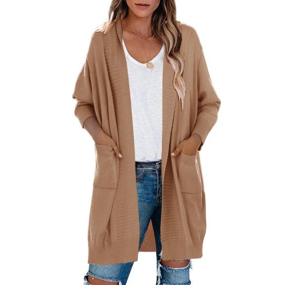 MURMUREY Womens Open Front Chunky Knit Cardigan Long Sleeve Sweater Loose Outwear Coat with Pockets