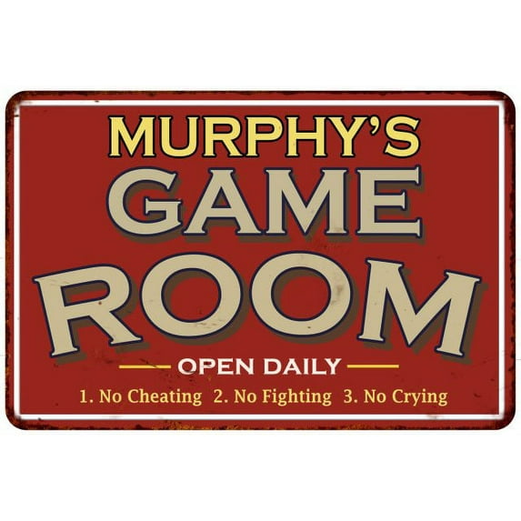 MURPHY'S Game Room Sign Vintage Look 8 x 12 Matte Finish Metal 108120001316
