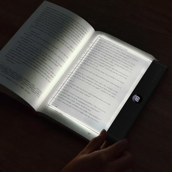 MUSEEQ Book Light, Rechargeable LED Flat Book Lights for Reading in Bed at Night with 3 Colors & Timer, Dimmable Panel Plate Book Lamp Full Page Light, Bookishs for Women Readers Kids Book Lovers