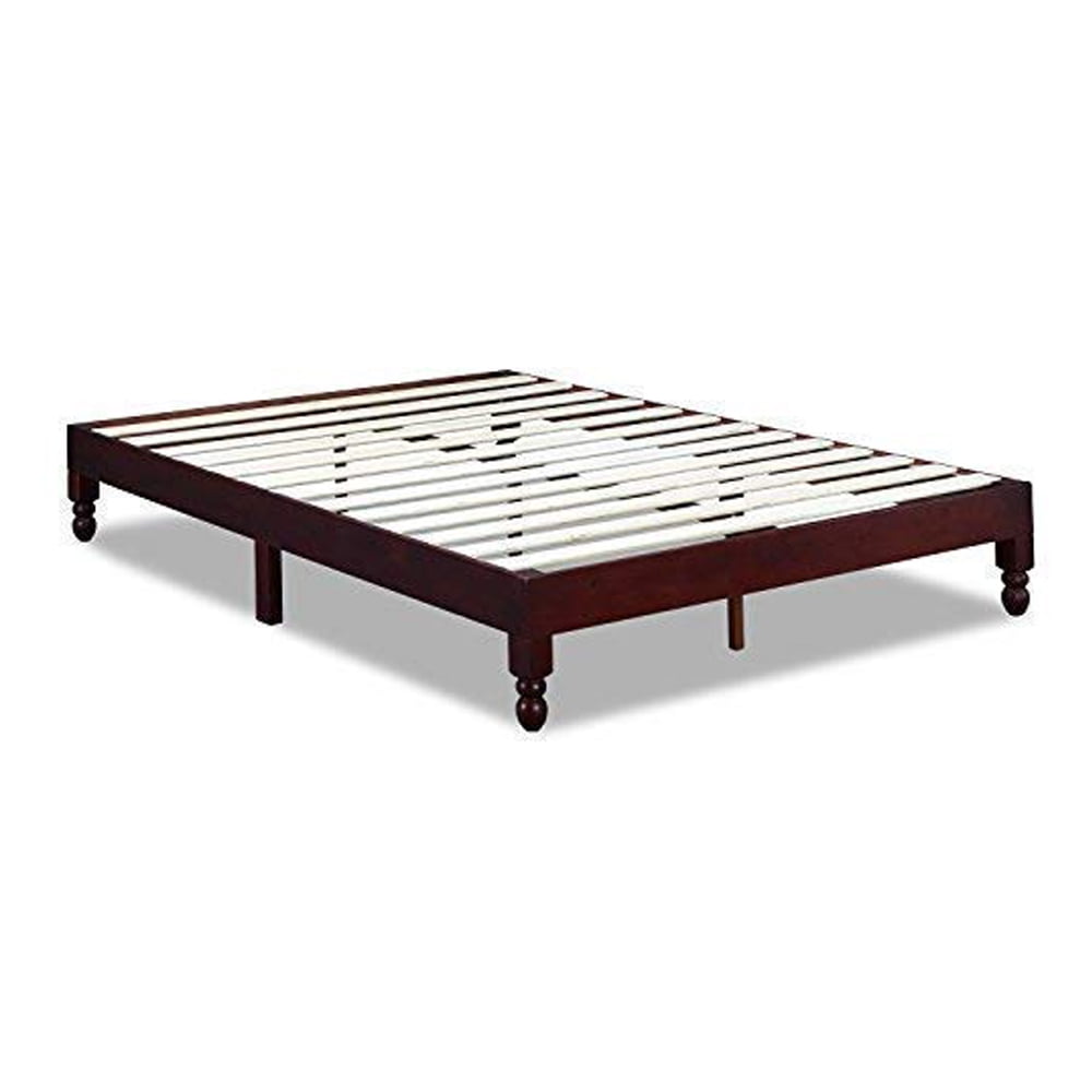 Espresso Pine Wood King Platform Bed with Slats