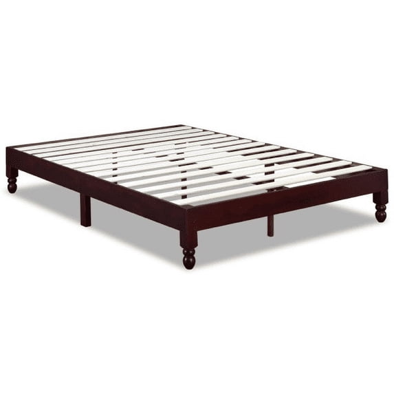 MUSEHOMEINC 12 Inch Wood frame Platform Bed, Elegant Style, Espresso Finish, Queen