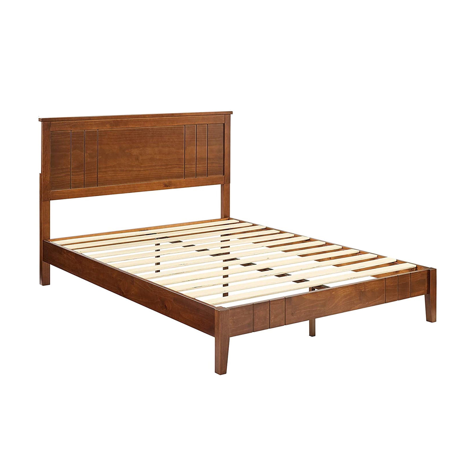 MUSEHOMEINC Mid-Century Modern Solid Wooden Platform Bed with Adjustable Height Headboard for Bedroom,Full Size Wooden Bed Frame with Headboard,Wood Slat Support & No Box Spring Needed,Full…