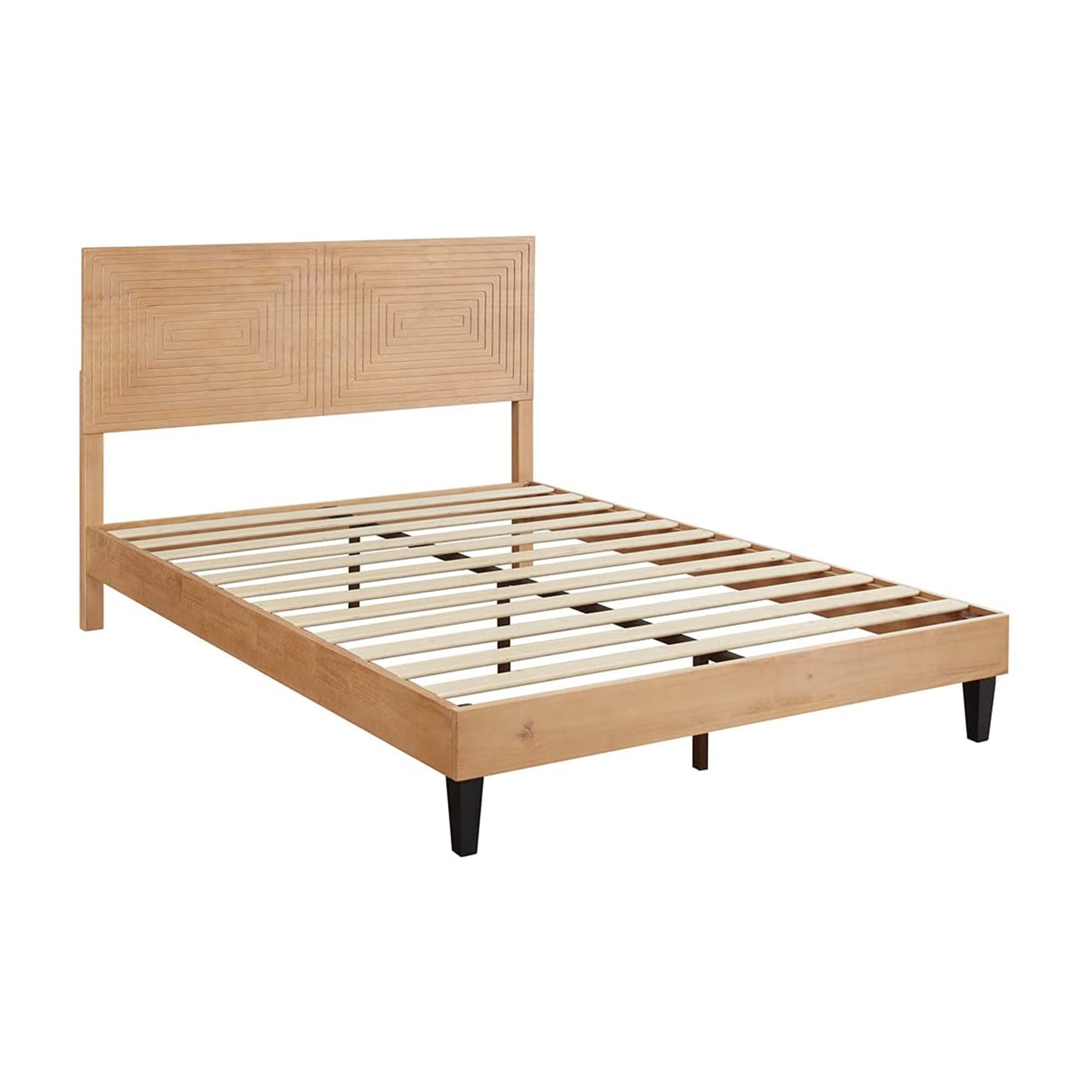 MUSEHOMEINC Mid Century Solid Wood Adjustable Height Platform Bed, Queen